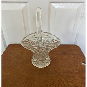 Princess House Vintage Clear Cut Heavy Glass Decorative Basket Vase 10 inch Tall